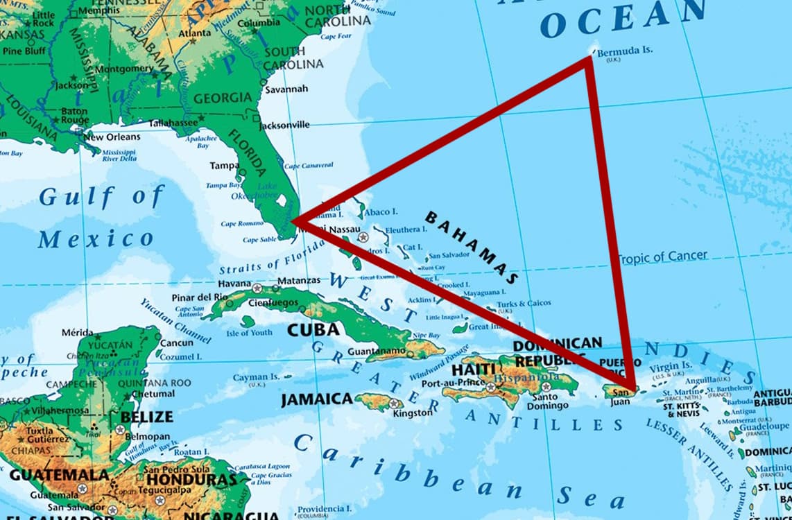 Бермудский треугольник на карте